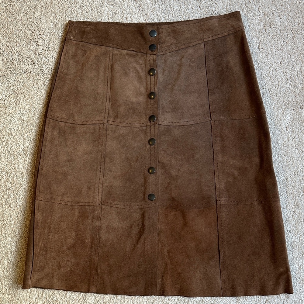 Vintage GAP Genuine Suede LEATHER Button-Front Skirt size 4 Excellent condition